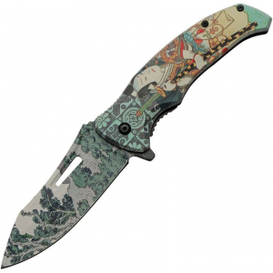 China Made 300576GN Forest Samurai Assist Open Linerlock Knife