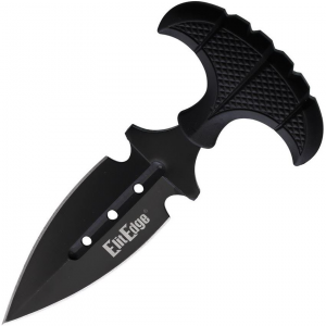 ElitEdge 20641BK Push Dagger Double Edge Black Fixed Blade Knife Black Handles