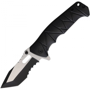 ElitEdge 10A63BS Assist Open Linerlock Knife with Black Handles