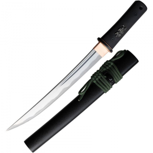 Dragon King 35490 Modern Tanto Satin Fixed Blade Knife Black Handles