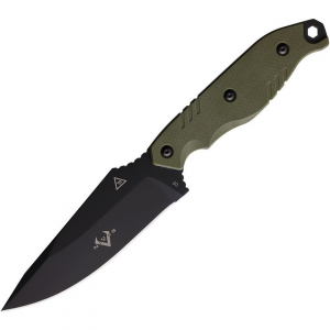 V NIVES VFB25GPBGR Trailblazer Black Fixed Blade Knife Green Handles