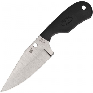 Spyderco FB48PBK Subway Bowie Satin Fixed Blade Knife Black Handles