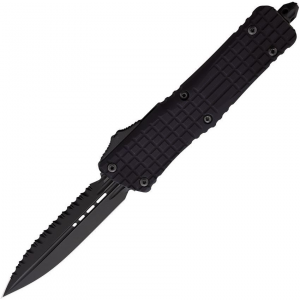 Microtech 1423CTDSH Auto Combat Troodon F/S Delta Black Serrated Knife Black Handles