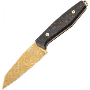 Boker 122511DAM AK1 Damast Gold Fixed Blade Knife Stabilized Birch Handles