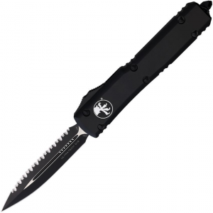Microtech 1223T Auto Ultratech Serrated Double Edge OTF Knife Black Handles
