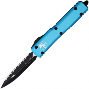 Microtech 1223TQ Auto Ultratech Serrated Double Edge OTF Knife Turquoise Handles