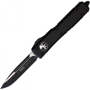 Microtech 1211T Auto Ultratech Black/Satin Single Edge OTF Knife Black Handles