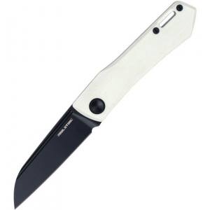 Real Steel 7064WB Solis Lite Slip Joint Black Folding Knife White Handles