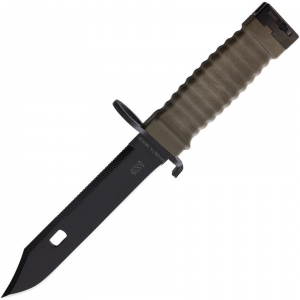 Aitor Knives 16068G Combat Black Fixed Blade Knife OD Green Handles