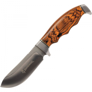 Browning 0487 Skinner Fixed Blade Knife Brown Finger Grooved Handles