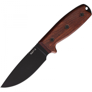 Ontario 8652TC RAT 3 Adventurer Black Fixed Blade Knife Brown Handles