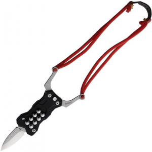 Ketuo M015 Sling Shot Stonewash Fixed Blade Knife Black Handles