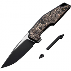 WE 230012 OAO (One and Only) Black Stonewashed Framelock Knife Black/Copper Foil Carbon Fiber Handles