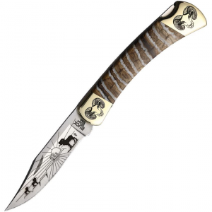 Yellowhorse 433 Ram Custom Buck 110 Lockback Knife Brown Mammoth Handles