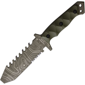 Halfbreed Blades ERK01TOPOODG Emergency Rescue Topo OD Green Fixed Blade Knife OD Green Handles