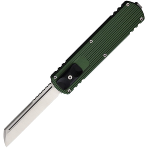 D Rocket Designs ZUGN Auto Zulu OTF Satin Knife Green Handles