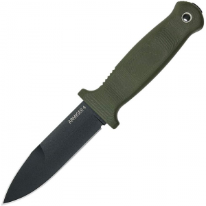 Demko 09655 DEM09655 Armiger 4 Spear Black Fixed Blade Knife OD Green Handles