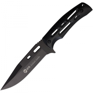 K25 32609 Tactical Black TiCN Fixed Blade Knife Black Handles