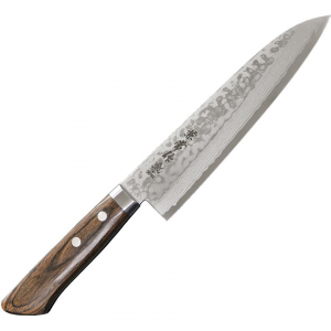 Kanetsune 372 Sairyu Kengata Damascus 180mm Knife Brown Wood Handles