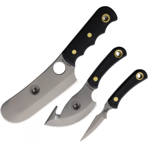 Knives Of Alaska 00030FG Bear/Light Hunter/Cub D2 Carbon Steel Fixed Blade Knife Triple Combo Black Handles