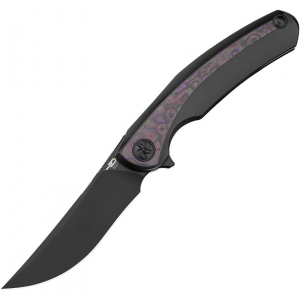 Bestech T2402B Sambac Black Stonewashed Magnacut Framelock Knife Black Handles