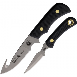 Knives Of Alaska 00199FG Whitetail Guthook/Cub D2 Carbon Steel Fixed Blade Knife Combo Black Handles