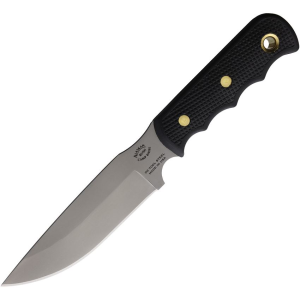Knives Of Alaska 00014FG Bush Camp D2 Carbon Steel Fixed Blade Knife Black Handles