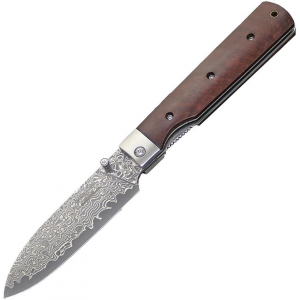 Kanetsune GA001D Gaku Style Damascus Linerlock Knife Rosewood Handles