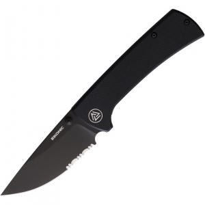 Eikonic 100BBS RCK9 Black Part Serrated D2 Linerlock Knife Black Handles