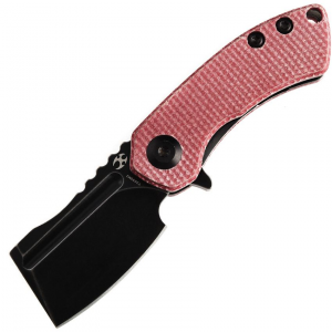 Kansept 3030M2 Mini Korvid Black Stonewashed Linerlock Knife Red Micarta Handles