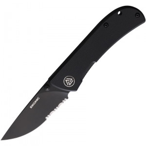 Eikonic 220BBS Fairwind Black Part Serrated Linerlock Knife Black Handles