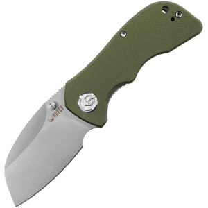 Kubey 180D Karaji Linerlock Knife Sheepfoot OD Green Handles