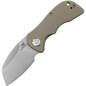 Kubey 180B Karaji Linerlock Knife Sheepfoot Tan Handles