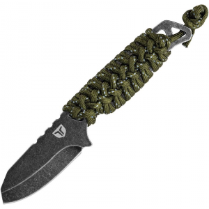 TRUE FXK1020 NEKKID Black Stonewashed Fixed Blade Knife Green Wrapped Handles