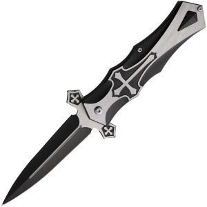 ElitEdge 10817BK Knight Assist Open Two Tone Linerlock Knife Black Handles