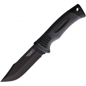 American Hunter 031 Black Fixed Blade Knife Black/Gray Handles