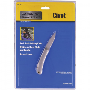 Carolina 46815 Civet Lockback Knife Brushed Stainless Handles