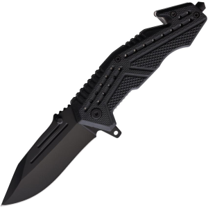 ElitEdge 10A66BK Assist Open Black Linerlock Knife Black ABS Handles