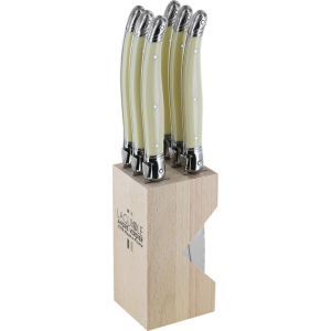 Andre Verdier 706IBBP Laguiole Steak Knife Set White Handles