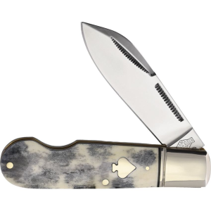Rough Rider 2486 Easy Open Folding Knife Black/Gray Bone Handles