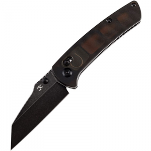 Kansept 1015V8 Main Street Black Stonewashed Crosslock Knife Brown Handles