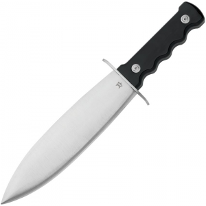 FOX 654CR Satin Fixed Knife Finger Grooved Buffalo Horn Handles Handles
