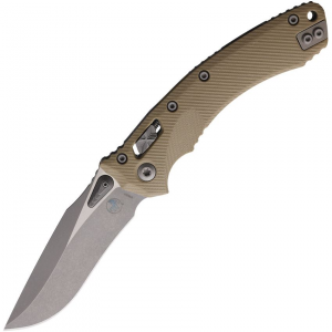 Microtech 16151 Amphibian Apocalyptic Single Edge Ram-Lok Knife Tan G10 Handles