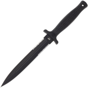 Schrade 1182515 Needle Magnum Black Part Serrated Fixed Blade Knife Black Handles