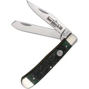 Queen PSB54 Trapper Knife Green Bone Handles