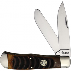 Queen City 7565 Big Boy Trapper Knife Burnt Bone Handles