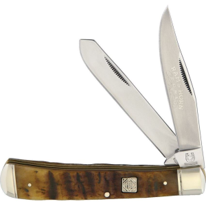Rough Rider 1509 Ram's Horn Trapper Folding Knife with Stainless Steel Construction Blade