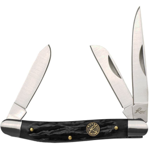 Roper 0001CBK Stockman Jigged Folding Knife with Black Bone Handle