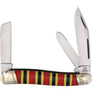 Rough Rider Knives 2275 Texas Stockman Coral Snake Knife Black, Red/Yellow Handles