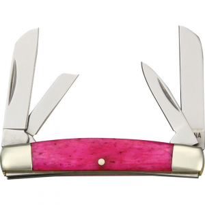 Rough Rider 1255 Tiny Congress Folding Pocket Knife with Pink Bone Handle